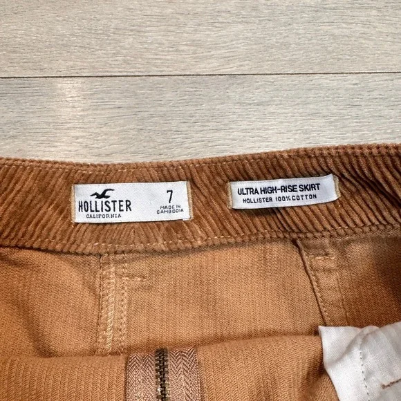 Hollister Ultra High Rise Corduroy Mini Skirt Camel Size 7 Cotton - Picture 4 of 5